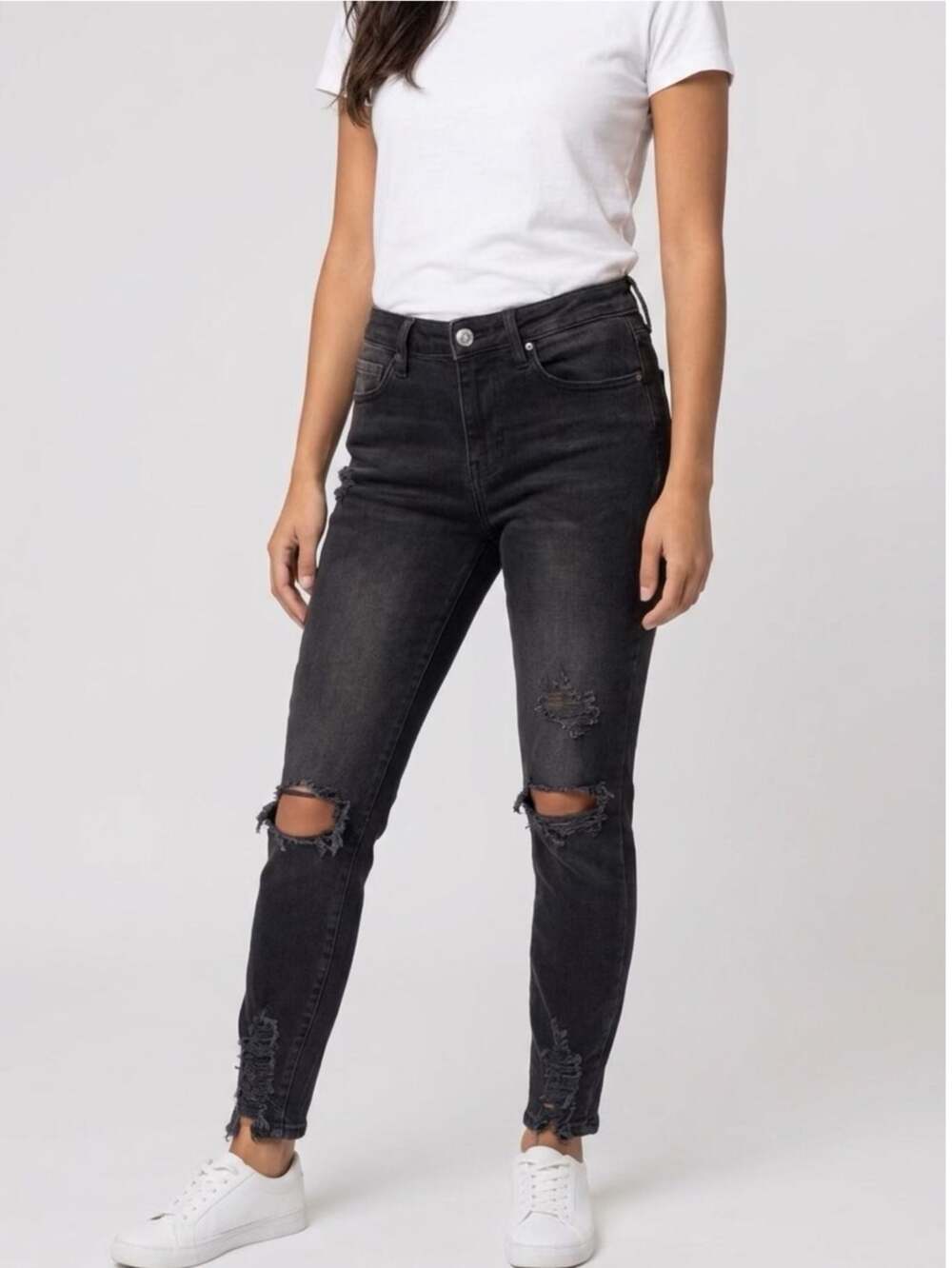 Guess Los Angeles Distressed Black High-Rise Skinny Jeans